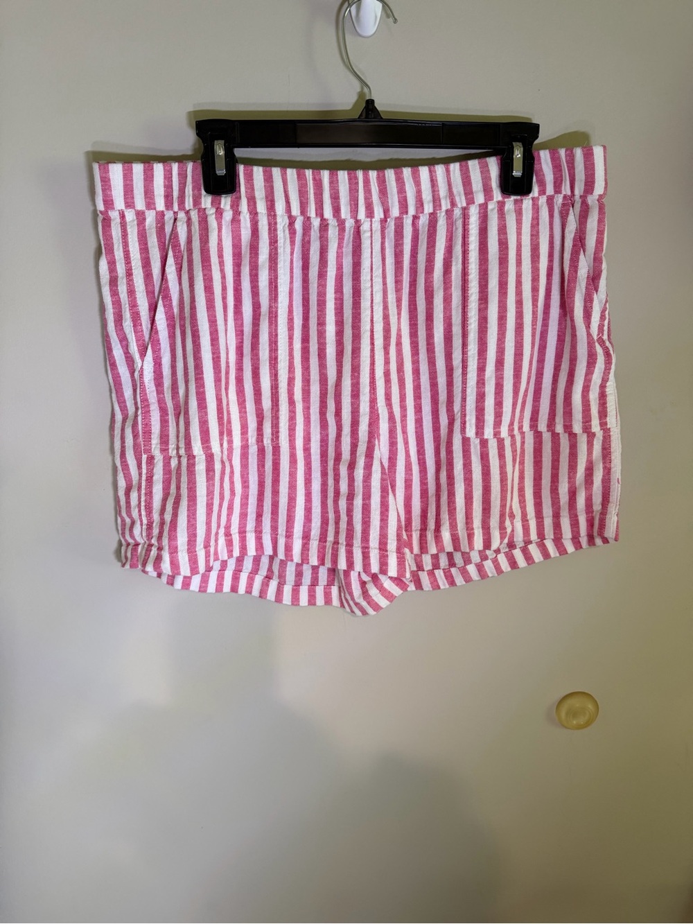 J. Crew Pink and White Striped Linen Blend Shorts